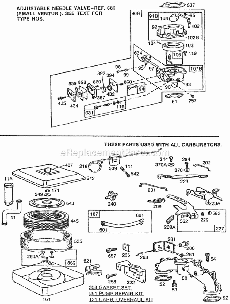 Carburetor Assemblies AC Diagram and Parts List for 422432-0683-02  Briggs and Stratton Engine